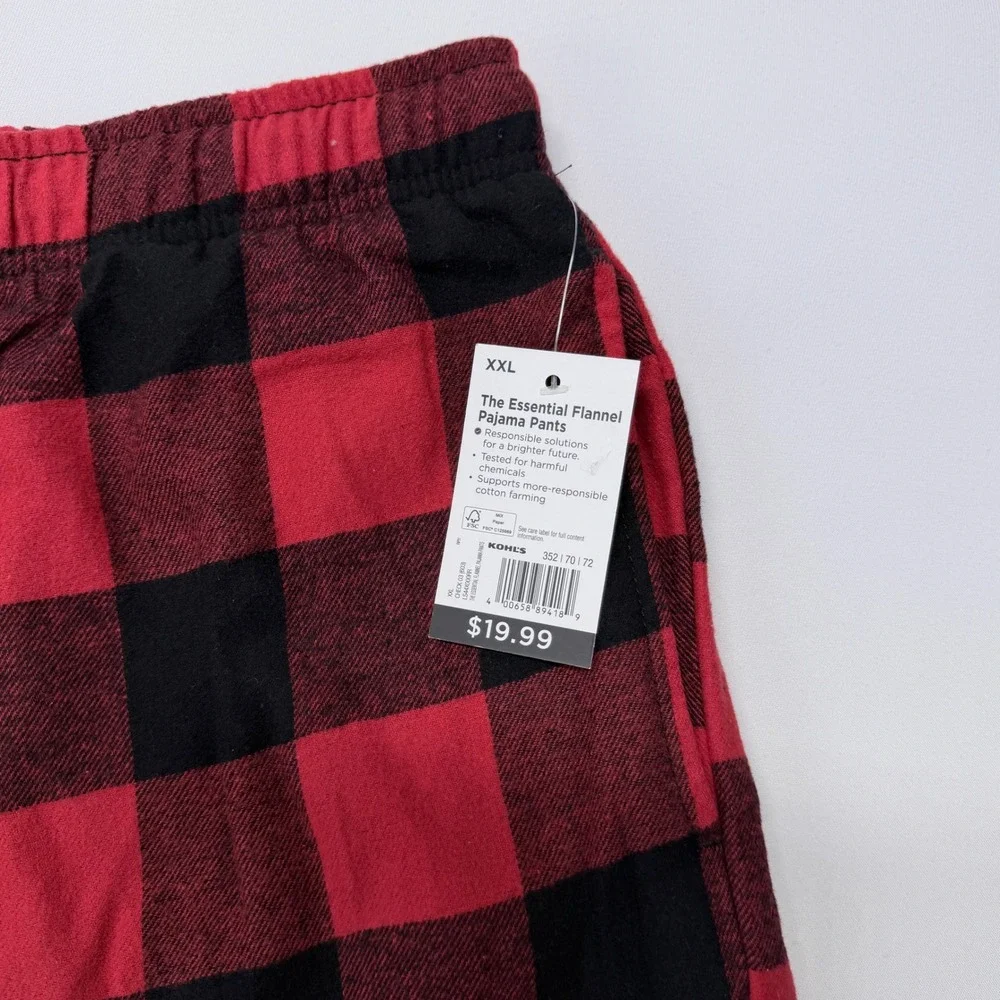 Sonoma Goods For Life Mens XXL Red Black Buffalo Plaid Flannel Pajama Pants NWT